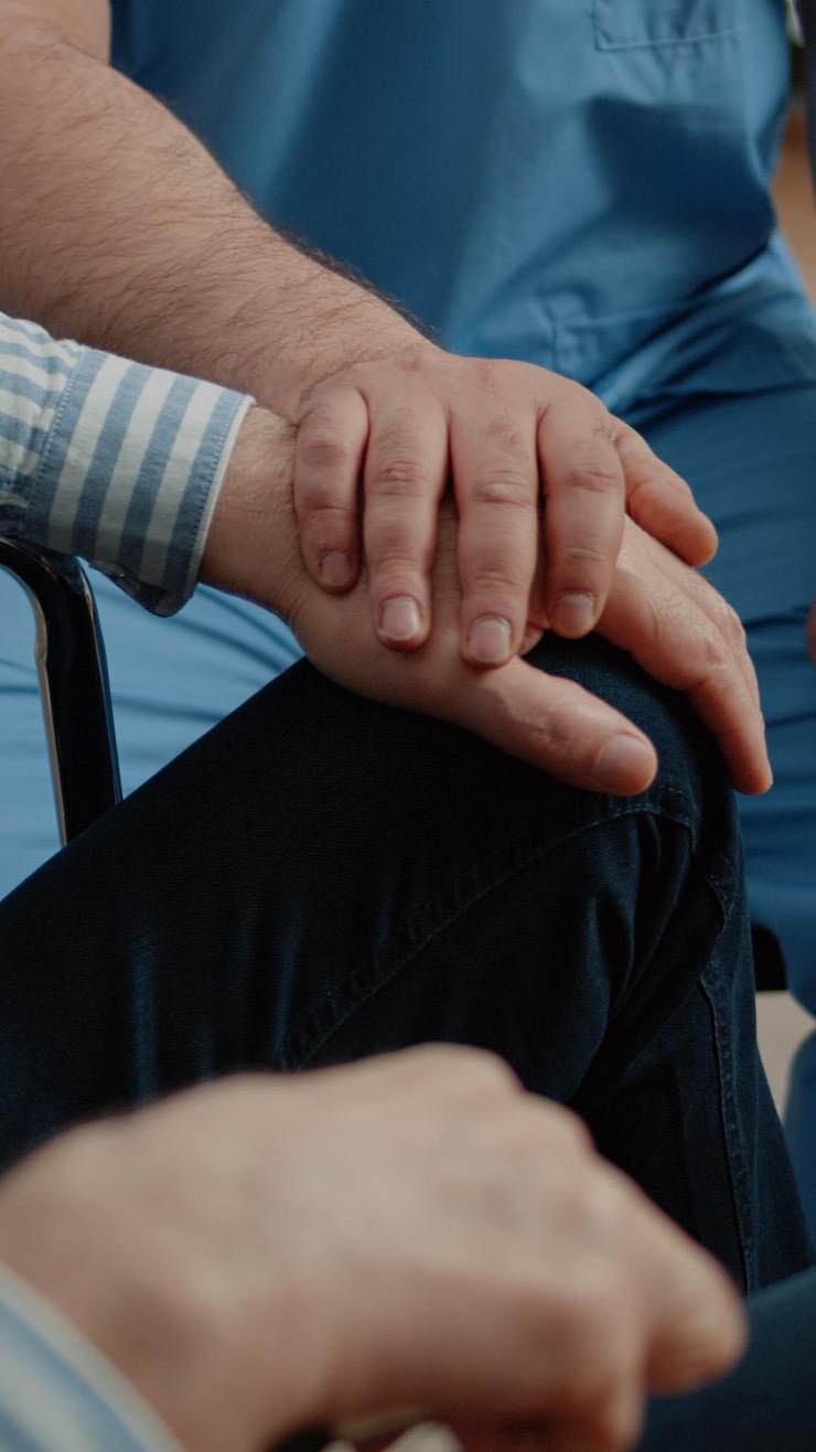 close up of supportive gesture during therapy session in Chicago showing comfort and emotional support